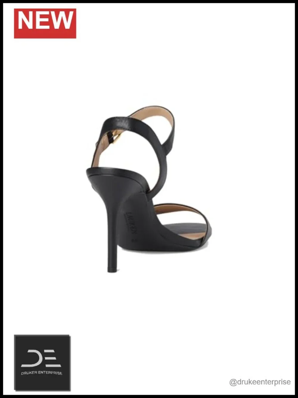 Burnished Leather Heeled Sandals Ankle Strap Padded Insole
